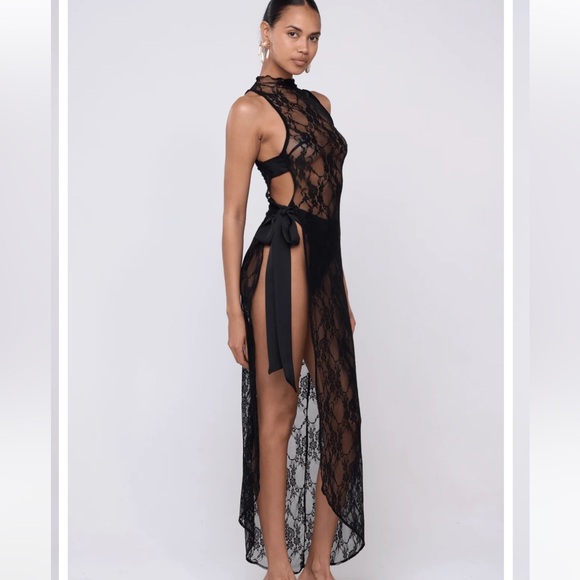 RESA Sheer Black Lace Maxi Dress - Picture 2 of 3